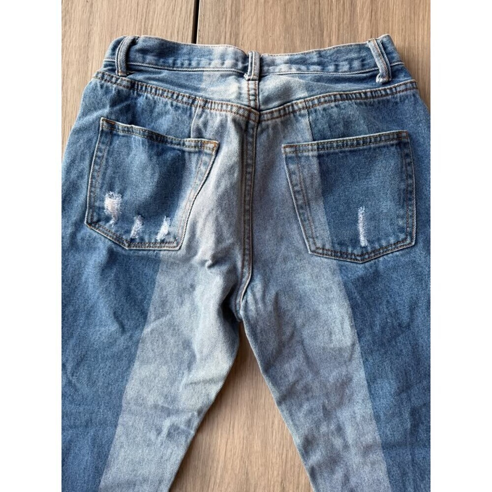 Straight Two Toned Patched Jeans - Size S - Picture 4 of 4